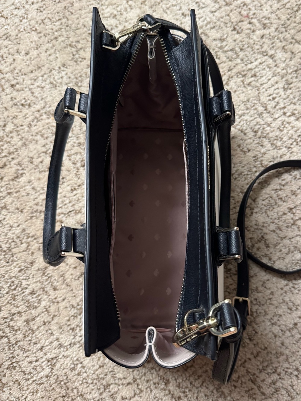 kate spade two-tone white and black leather satchel - Picture 4 of 10